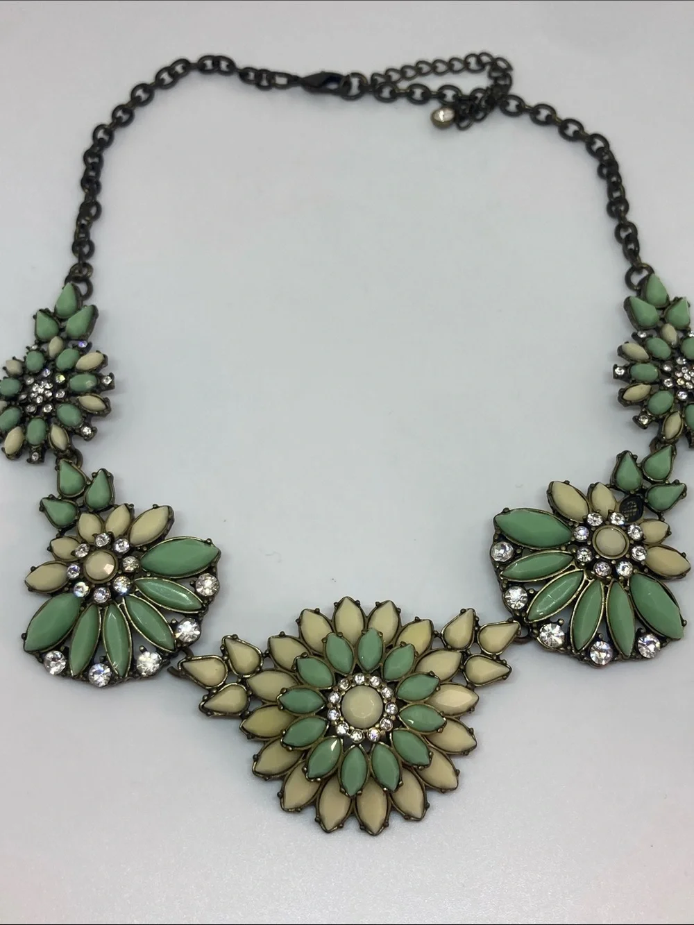 Mint Floral Statement Necklace for Women Chunky Bib Fashion Jewelry